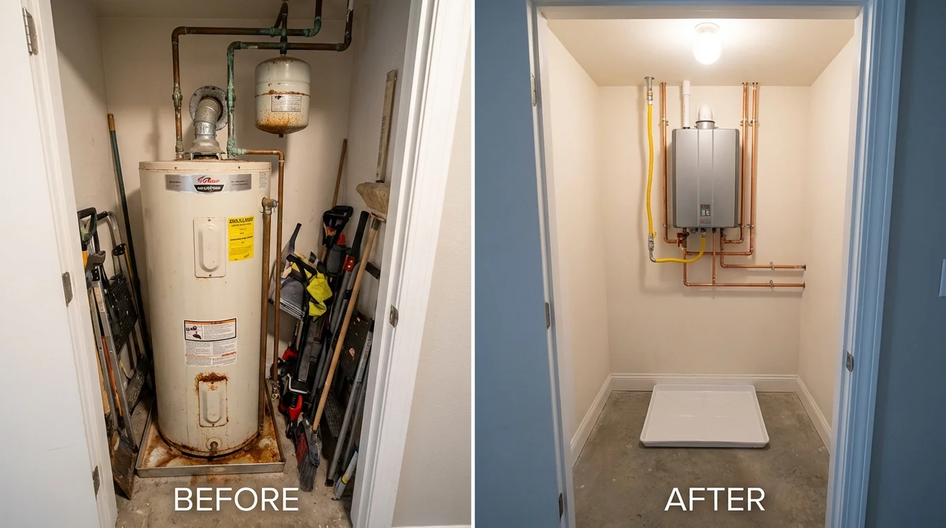 Tank water heater versus wall-mounted tankless unit comparison for Saint Johns, AZ homeowners