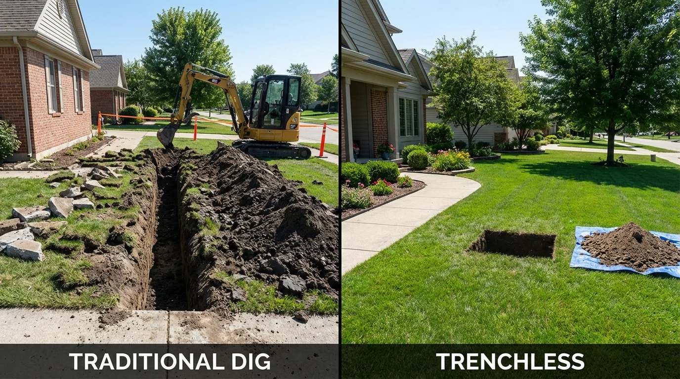Trenchless sewer repair with minimal yard damage versus traditional excavation in Saint Johns, AZ